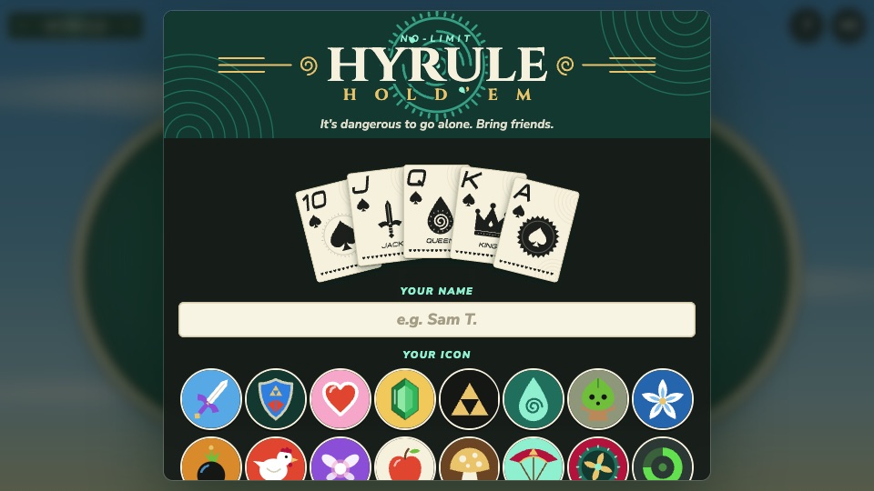 Hyrule Hold’em start screen