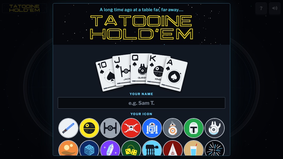 Tatooine Hold’em start screen